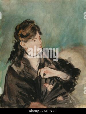 Édouard Manet. Portrait von Berthe Morisot mit einem Ventilator. 1874. Frankreich. Aquarell über Spuren von Graphit auf Creme webte Papier Stockfoto