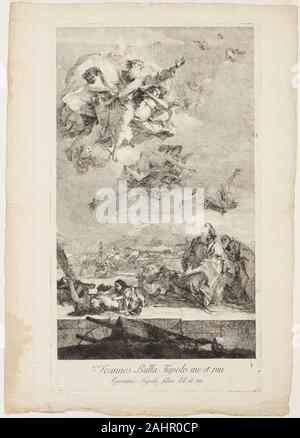 Lorenzo Tiepolo. Der hl. Thekla beten für das Ende der Pest in der Stadt der Este. 1759 - 1776. Italien. Radierung auf Elfenbein Bütten Stockfoto