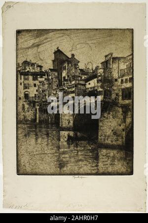 Joseph Pennell. Ponte Vecchio, Florenz. 1883. In den Vereinigten Staaten. Ätzung auf Creme Bütten Stockfoto