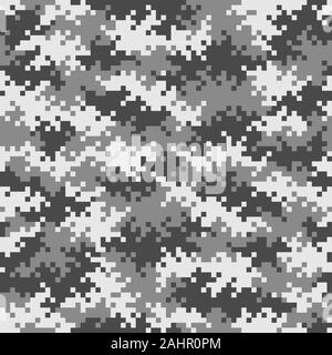 Militärische schwarz und weiß Camouflage pixelated Muster nahtlos kachelbare Stockfoto