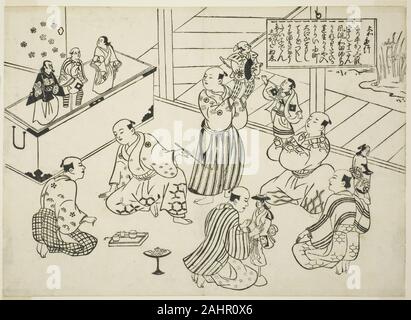 Okumura Masanobu. Das Ankleidezimmer, ein Puppentheater, das Inhaltsverzeichnis aus der Serie bekannten Szenen aus dem Japanischen Puppentheater spielt (Yamato irotake). 1700 - 1711. Japan. Holzschnitt, Oban, sumizuri-e Stockfoto