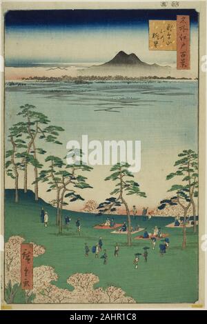 Utagawa Hiroshige. Blick nach Norden von Asuka Hill (asukayama Kita keine chobo), aus der Serie 100 berühmten Ansichten von Edo (Meisho Edo hyakkei). 1856. Japan. Farbe holzschnitt; Oban Stockfoto