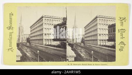 Unbekannt. A.T. Stewart's Store & Grace Church, New York. 1875 - 1899. New York City. Eiweiß drucken, stereo Stockfoto