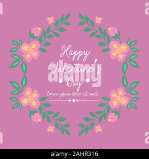 Niedliche rosa und gelbe Blumen, für Happy Valentine Grußkarte Design. Vektor Stock Vektor