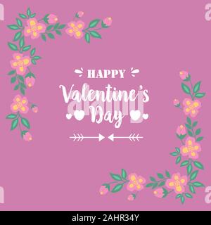 Niedliche rosa und gelbe Blumen, für Happy Valentine Grußkarte Design. Vektor Stock Vektor