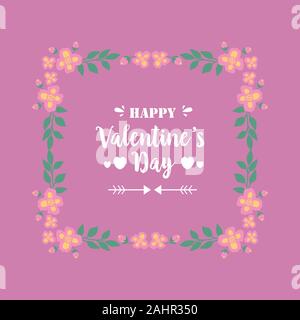 Niedliche rosa und gelbe Blumen, für Happy Valentine Grußkarte Design. Vektor Stock Vektor