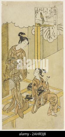 Suzuki Harunobu. Besuchen (Kayoi), aus der Serie der Sieben modischen Aspekten der Komachi (Furyu yatsushi nana Komachi). 1755 - 1769. Japan. Farbe holzschnitt; hosoban Stockfoto