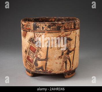 Maya. Stativ Schiff, Monkey Jäger und Händler. 850 AD - 950 AD. Honduras. Keramik- und pigment Stockfoto