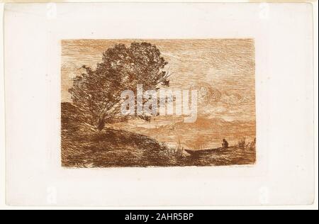 Jean Baptiste Camille Corot. See in Tirol. 1863. Frankreich. Ätzen in Rot auf Weiß webte Papier Stockfoto