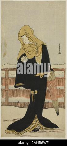 Shunsho Katsukawa. Der Schauspieler Segawa Kikunojo III wie die hofdame Suho getarnt als Tsunokuniya Tsuna, in der Spielen Shitenno Tonoi keine Kisewata, durchgeführt an der Nakamura Theater im elften Monat, 1781. 1776 - 1786. Japan. Farbe holzschnitt; hosoban Stockfoto