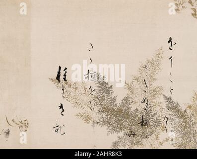 Kôetsu. Ein Gedicht von der Shin Kokinshu mit Design von Shinobugusa Gräser. 1605 - 1610. Fragment einer handscroll montiert als Hängerolle, Tusche, Gold, Silber-farbige Pigment, und Glimmer, auf Papier Stockfoto