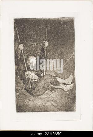 Francisco José de Goya y Lucientes. Alter Mann auf einer Schaukel. 1825 - 1827. Spanien. Radierung und Aquatinta brüniert und/oder lavis auf Elfenbein Papier Stockfoto