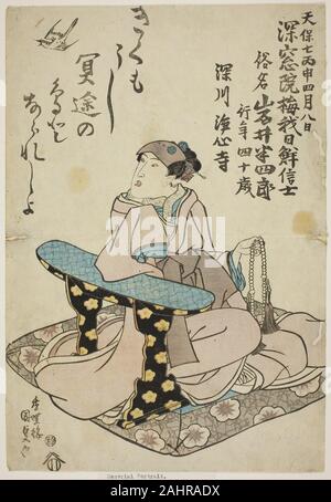 Utagawa Kunisada I (Toyokuni III). Memorial Porträt der Schauspieler Iwai Hanshiro VI. 1836. Japan. Farbe holzschnitt; Oban Stockfoto