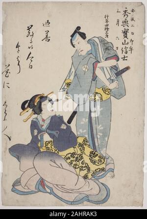 Utagawa Schule. Memorial Porträt des Schauspielers Bando Shuka I. 1855. Japan. Farbe holzschnitt; Oban Stockfoto