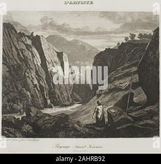 Charles François Daubigny. Der heilige Hieronymus. 1840. Frankreich. Radierung auf weißem Papier webten Stockfoto