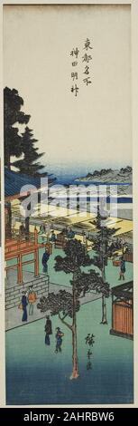 Utagawa Hiroshige. Kanda Myojin Schrein (Kanda Myojin), aus der Serie bekannten Blick auf die östliche Hauptstadt (Toto Meisho). 1830 - 1843. Japan. Farbe holzschnitt; Chu-tanzaku Stockfoto