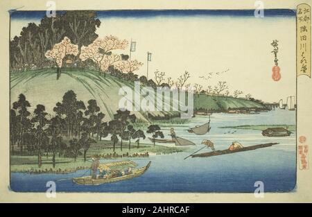 Utagawa Hiroshige. Kirschblüten in voller Blüte auf dem Sumida River (Sumidagawa hanazakari), aus der serie bekannte Orte in Edo (Koto Meisho). 1827 - 1839. Japan. Farbe holzschnitt; Oban Stockfoto