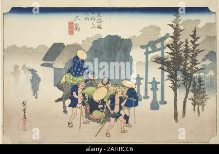 Utagawa Hiroshige. Mishima Morgennebel (Mishima, asagiri), aus der serie Dreiundfünfzig Stationen des Tokaido Straße (Tokaido gojusan tsugi no Uchi), auch bekannt als die Hoeido Tokaido. 1828 - 1839. Japan. Farbe holzschnitt; Oban Stockfoto