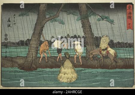 Utagawa Hiroshige. Tokyo - Nein. 23, aus der serie Dreiundfünfzig Stationen des Tokaido (Tokaido gojusan tsugi), auch bekannt als die Reisho Tokaido. 1842 - 1857. Japan. Farbe holzschnitt; Oban Stockfoto