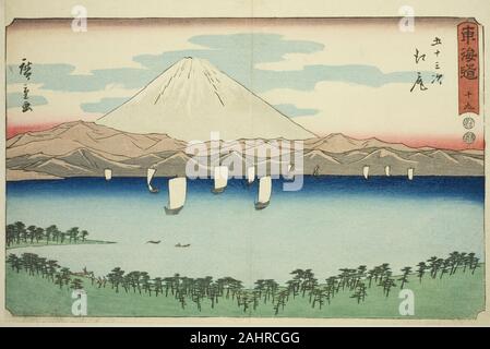 Utagawa Hiroshige. Ejiri-Nr. 19, aus der serie Dreiundfünfzig Stationen des Tokaido (Tokaido gojusan tsugi), auch als reisho Tokaido bekannt. 1842 - 1857. Japan. Farbe holzschnitt; Oban Stockfoto