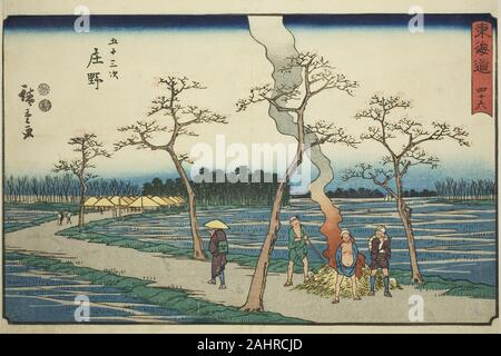 Utagawa Hiroshige. Shono.-Nr. 46, aus der serie Dreiundfünfzig Stationen des Tokaido (Tokaido gojusan tsugi), auch als reisho Tokaido bekannt. 1842 - 1857. Japan. Farbe holzschnitt; Oban Stockfoto