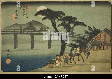 Utagawa Hiroshige. Nr. 28 Nagakubo, aus der Serie 60 - neun Stationen des Kisokaido (Kisokaido rokujukyu tsugi no Uchi). 1830 - 1843. Japan. Farbe holzschnitt; Oban Stockfoto