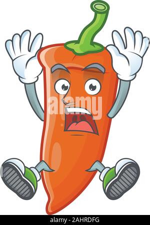 Cartoon Charakter von Orange chili Style mit schockierenden Geste Stock Vektor