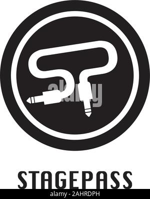 Stagepass Logo Konzept, Schreiben SP Alapbetic Logo Design Vorlage, Kabel-Jack, Elektrische Element, Audio, Sound System, flaches Design Logo Stock Vektor