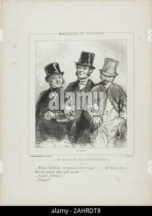 Paul Gavarni. Les Maris mich Font toujours rire M'ame Jolibiais est grosse.... 1853. Frankreich. Lithographie in Schwarz auf Creme webte Papier Stockfoto