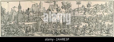 Hans Sebald Beham. Das große Dorf Messe. 1535. Deutschland. Holzschnitt aus vier Blocks auf Elfenbein Bütten Stockfoto