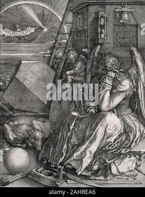 Albrecht Dürer. Melencolia I 1514. Deutschland. Gravur in Schwarz auf Elfenbein Bütten Stockfoto