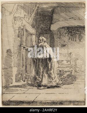 Rembrandt van Rijn. Die Blindheit des Tobit der größeren Scheibe. 1651. Holland. Radierung mit Kaltnadel auf Elfenbein Bütten Stockfoto