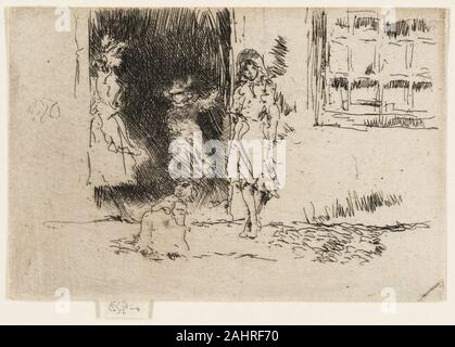 James McNeill Whistler. Ferienhaus Tür. 1886. In den Vereinigten Staaten. Ätzen und kaltnadelradierung in schwarzer Tinte auf Elfenbein Bütten Stockfoto