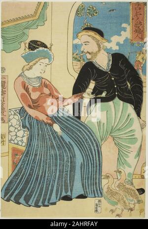 Utagawa Yoshitoyo. Die Russische Liebe für eine Dame (Oroshiyajin fujin aisu). 1860. Japan. Farbe holzschnitt; Oban Stockfoto