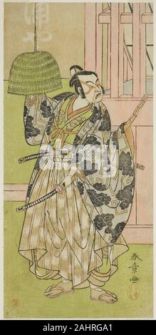 Shunsho Katsukawa. Der Schauspieler Ichimura Uzaemon IX Fuwa Banzaemon im Spiel Keisei Nagoya Obi, durchgeführt an der Ichimura Theater im achten Monat, 1771. 1766 - 1776. Japan. Farbe holzschnitt; hosoban; aus einer Komposition (mit mehreren Blättern) Stockfoto