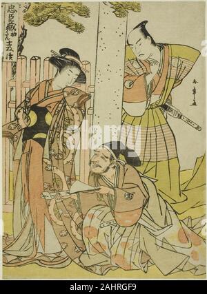 Shunsho Katsukawa. Szene am Tsurugaoka Hachiman Schrein, von Act eine der Chushingura (Schatzkammer der Vierzig - sieben Treuen Halter), aus der serie Chushingura Juichimai-Tsuzuki (elf Seiten illustrieren Chushingura). 1770 - 1784. Japan. Farbe holzschnitt; chuban Stockfoto