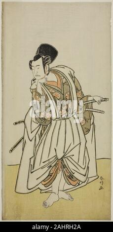 Katsukawa Shunko I. der Schauspieler Ichikawa Yaozo II als Sakura-maru im Spiel Sugawara Denju Tenarai Kagami, durchgeführt an der Ichimura Theater im siebten Monat, 1776. 1771 - 1781. Japan. Farbe holzschnitt; hosoban; von einem mit mehreren Blättern Zusammensetzung Stockfoto