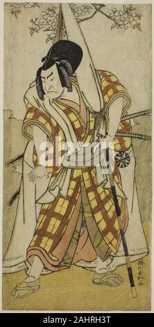 Katsukawa Shunko I. Der Schauspieler Nakamura Nakazo ich als Matsuo-maru im Spiel Sugawara Denju Tenarai Kagami, durchgeführt an der Morita Theater im dritten Monat, 1780. 1775 - 1785. Japan. Farbe holzschnitt; hosoban Stockfoto