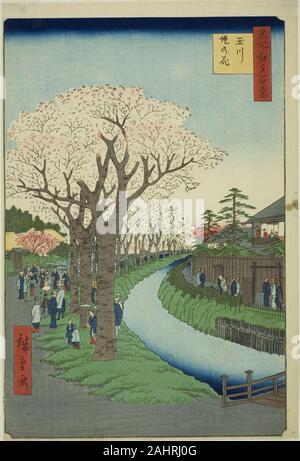 Utagawa Hiroshige. Blüten auf die Tama River Embankment (Tamagawa - zutsumi no hana), aus der Serie 100 berühmten Ansichten von Edo (Meisho Edo hyakkei). 1856. Japan. Farbe holzschnitt; Oban Stockfoto