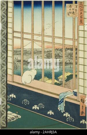 Utagawa Hiroshige. Asakusa Reisfelder und Torinomachi Festival (Asakusa tanbo Torinomachi Modus), aus der Serie 100 berühmten Ansichten von Edo (Meisho Edo hyakkei). 1857. Japan. Farbe holzschnitt; Oban Stockfoto