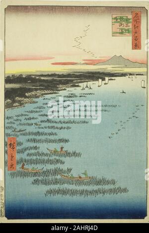 Utagawa Hiroshige. Samezu Küste im Süden Shinagawa (Minami-Shinagawa Samezu kaigan), aus der Serie 100 berühmten Ansichten von Edo (Meisho Edo hyakkei). 1857. Japan. Farbe holzschnitt; Oban Stockfoto