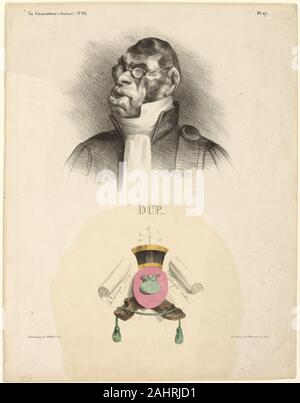 Honoré-Victorin Daumier. DUP..., Platte 171 von Célébrités de la Karikatur. 1832. Frankreich. Lithographie in Schwarz, mit hand Färbung, auf Elfenbein webte Papier, fest (fixativ zu gelb verfärbt) Stockfoto