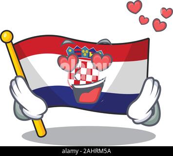 Verlieben niedlich Flagge Kroatien Blättern cartoon Maskottchen design Stock Vektor