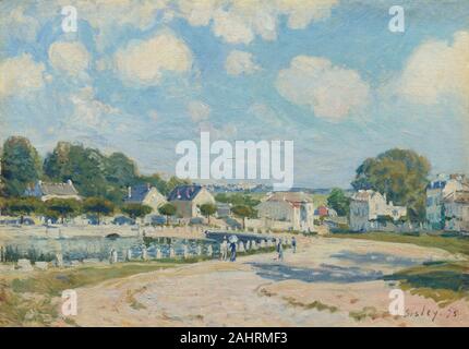 Alfred Sisley. Tränke in Marly. 1875. Frankreich. Öl auf Leinwand 1875 Alfred Sisley zum Dorf von Marly-le-Roi verschoben, so genannt, weil Louis XIV Ein elegantes Country Retreat dort errichtet. Der Künstler lebte in der Rue de l'Abreuvoir, die flankiert der Pool auf der linken Seite der Leinwand. Der Pool war blieb der Water Gardens, die Teil des Königs Park gewesen war. Der impressionistischen Gruppe, Sisley blieb die meisten Gläubigen zu seinem frühen Landschaft Themen, verbringt den größten Teil seines Lebens in den Dörfern entlang der Seine, in der Region als die cra bezeichnet Stockfoto