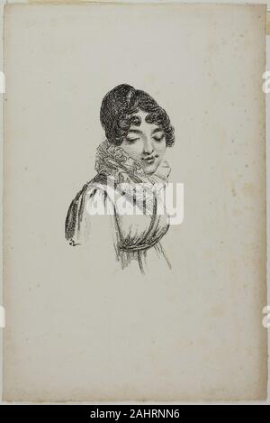 Dominique-Vivant Denon. Portrait einer jungen Frau. 1817 - 1820. Frankreich. Lithographie in Schwarz (beide Zeichenstift und Feder und Tinte Stil) auf Elfenbein webte Papier Stockfoto