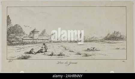 Dominique-Vivant Denon. Blick auf Jeurs. 1817. Frankreich. Lithographie in Schwarz (beide Zeichenstift und Feder und Tinte Stil) auf Elfenbein webte Papier Stockfoto