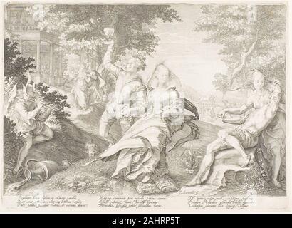 Jan Saenredam. Platte zwei, von den fünf klugen und fünf dummen Jungfrauen. 1606. Niederlande. Gravur auf Papier Stockfoto