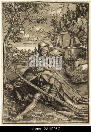 Lucas Cranach, der Ältere. Saint Christopher. 1504 - 1514. Deutschland. Chiaroscuro Holzschnitt in Schwarz mit Ton blockieren in grau-braun, auf Elfenbein Bütten Stockfoto