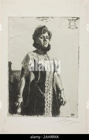 Anders Zorn. Oxenstierna (Mrs. Aurore Klintberg, geb. Oxenstierna, ganze Länge). 1909. Schweden. Radierung auf Elfenbein Bütten Stockfoto