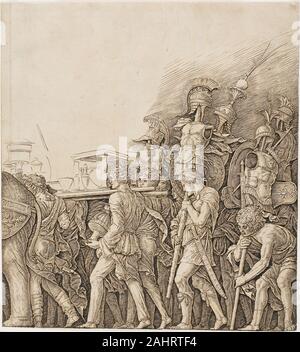 Schule von Andrea Mantegna. Triumph Caesars Soldaten Trophäen. 1490 - 1500. Italien. Gravur auf Papier Stockfoto